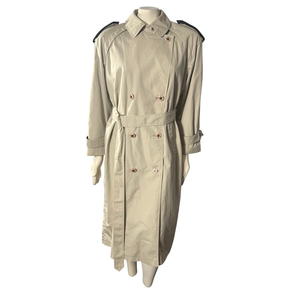 misty harbor Jackets & Blazers - VTG Misty Harbor Original Trench Coat Women 10 Beige Plaid Lined Double Breasted